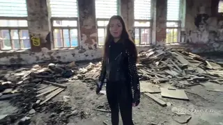 Petite Girlfriend Sucks and Rides Boyfriend in Abandoned Factory POV
