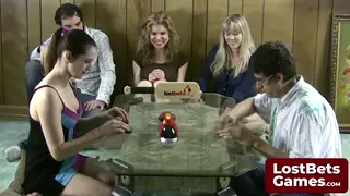 Blonde and Brunette Teens Play Strip Game for First Time