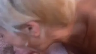 Blonde French MILF Takes His Load on Her Lips
