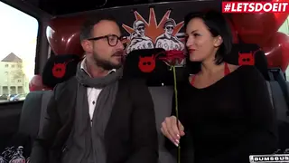 Busty European Brunette Rides Outdoors on Valentine's Day