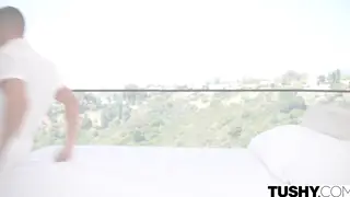 Busty Brunette Enjoys Outdoor Spa Anal With Gaping and Titjob