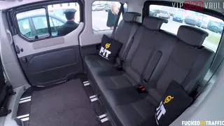 Blonde European MILF Rides Driver Hard in Moving Car
