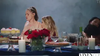 Brunette Star Leads Lesbian Orgy With Interracial Group