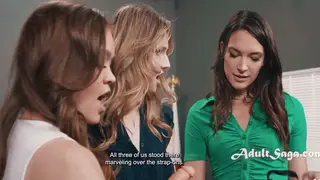 Teachers Share a Strap-On in Classroom Threesome