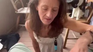 Inked MILF Smokes While Giving a POV Blowjob to Completion