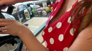 Voluptuous Blonde Wife Flaunts Massive Natural Tits