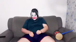 Chubby Latino Joker Cosplayer Pleasures Himself