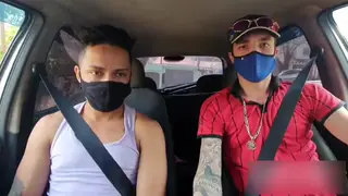 Latino Driver Takes His Passenger for a Backseat Ride