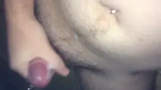 Tattooed Pierced Hunk Strokes His Cock to a Messy Creampie