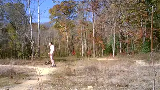 Hairy Guy Masturbates with Toys Outdoors to Cumshot