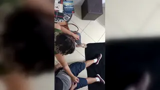 Mature Latina in Stockings Gives Blowjob and Handjob in Clinic