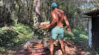 Hairy Latino Bear Takes Facial Outdoors