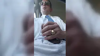 Mature European Daddy Strokes His Cock in a Car