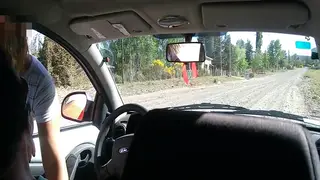 Blonde Teen Gives Outdoor Handjob in Parked Car