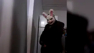 Furry Bunny in Uniform Strokes Hairy Cock to Climax