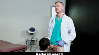 Uniformed Doctor Coaxes Young Patient Into Blowjob