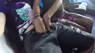 Petite Latina Gives Deepthroat to Stranger on Public Bus
