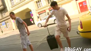 Twink Duo Delivers Sloppy Oral Action on Camera
