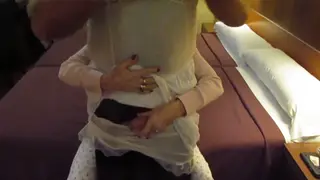 Muscular Husband Gets a Nylon Handjob From His Wife