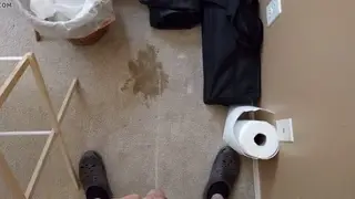 Amateur Guy Soaks Bedroom Carpet with Warm Stream
