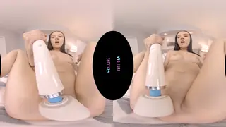 Teen Brunette Explores Toys in VR Solo Session