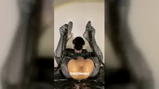 Asian Femboy Squirts and Pisses While Toying His Ass
