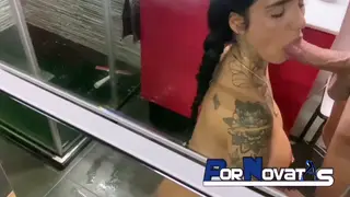 Busty Brunette Latina Surprised in the Shower During Casting