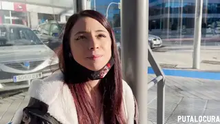 Curvy European Takes Two Cocks in a Gloryhole Orgy