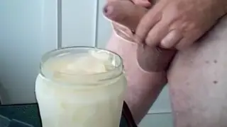 Solo Guy Collects His Load in a Jar