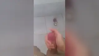 Solo Guy Strokes to Climax in the Bathroom