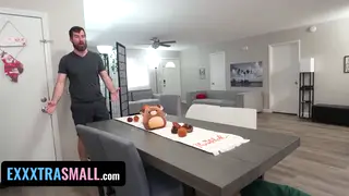 Petite Stepsister Catches Stepbrother Jerking Then Rides Him