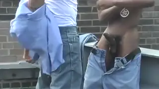 Ebony Hunk Deepthroats BBC and Swallows Outdoors