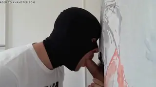 European Stranger Drains His Balls Through a Gloryhole