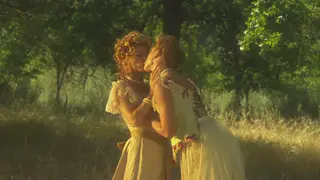 Blonde, Brunette and Redhead MILFs Scissor Outdoors in Stockings