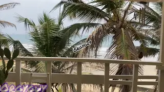 Ebony Wife Flashes Outdoors While Husband Watches