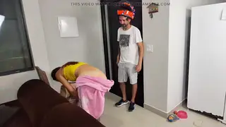 Petite Latina Meets Delivery Guy Outside