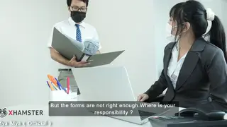 Asian Secretary Rides Desk Toy in Doggystyle for Boss