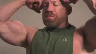 Muscular Hunk Flexes and Strokes Solo