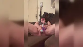 Tattooed BBW Milf Rides a Toy to a Shaking Orgasm