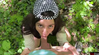 Brunette Couple Fucks Doggystyle Outdoors in Forest POV