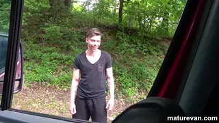 European Teen Services an Older Man with Her Mouth