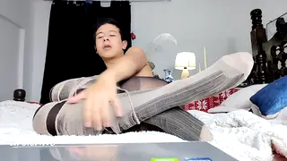 Latino Twink Dances in Stockings Before a POV Toy Show