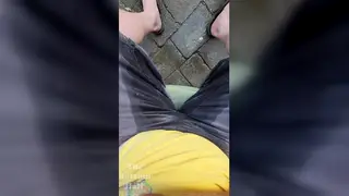 Mature Bear Pisses Outdoors in Wet Underwear POV