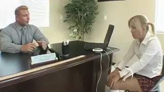 Blonde Student Earns Extra Credit on Professor's Desk