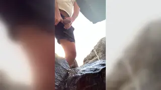 Mature Muscle Men Piss and Stroke on Beach Cam
