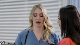 Blonde Nurse and Superior Share Lesbian Cosplay