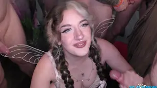Busty Cosplay Beauty Services a Gangbang Crew