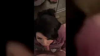 Brunette Swallows Every Drop After Intense POV Blowjob