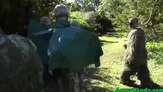 Muscular Soldiers Share an Anal Orgy in Military Uniforms Outdoors