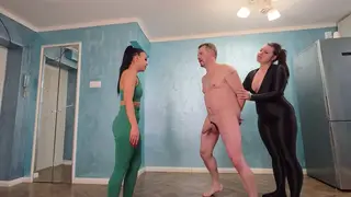 Lesbian Mistress Dominates Her Slave with Feet and Pussy